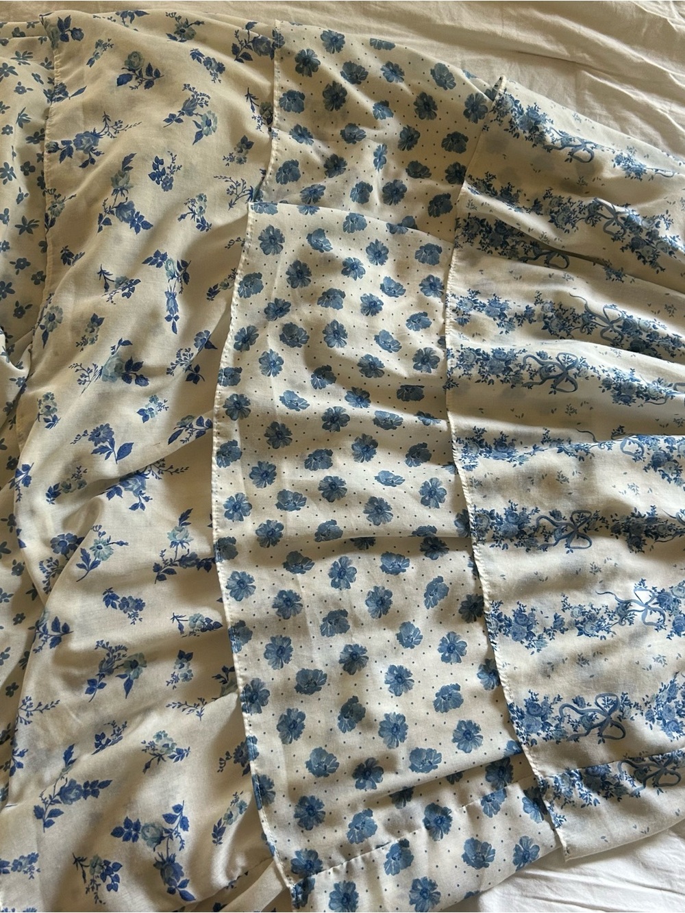 Blue/White 🦋 Floral Tiered Ruffle Cottagecore Maxi Dress - Picture 4 of 4